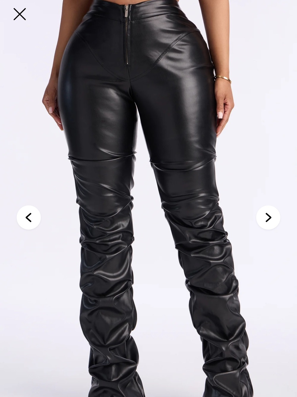 Fashion Nova Black Faux Leather Scrunched Leggings